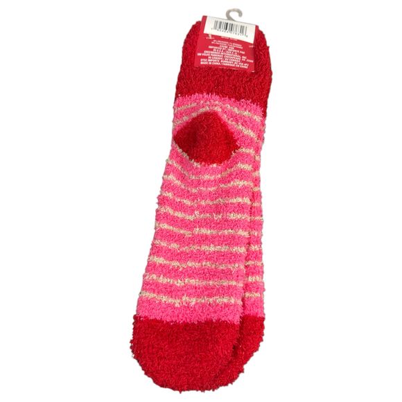 Snugadoo Soft Fuzzy Socks Llama Striped Red Pink Adult One Size NEW - Picture 3 of 5